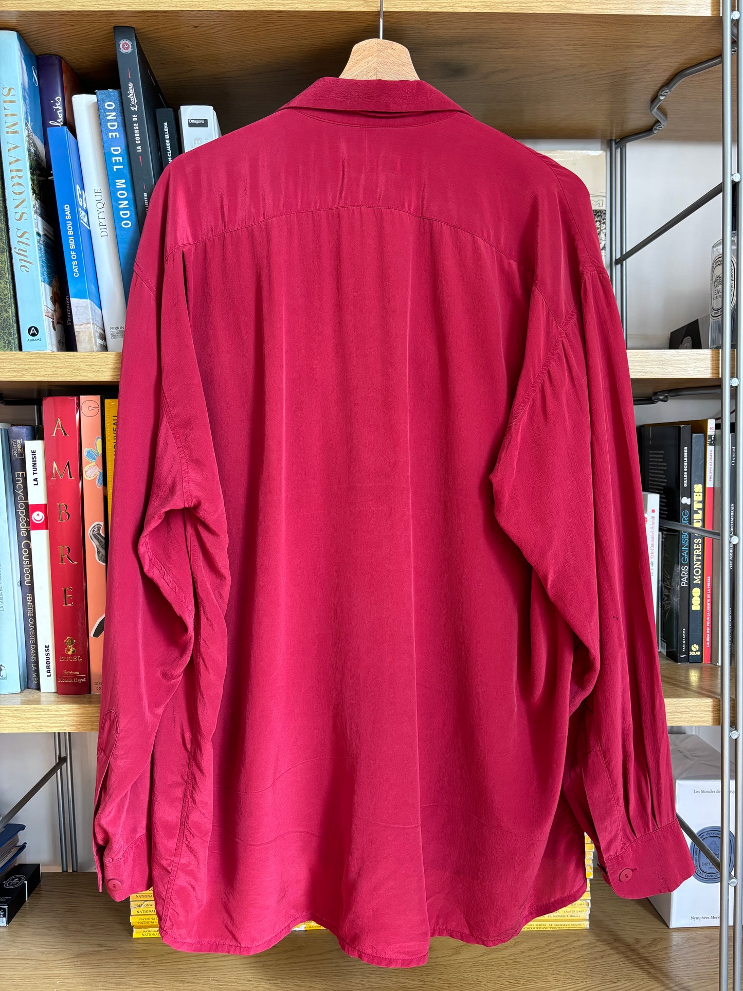 c.1990 Burgundy Equipment Silk Shirt