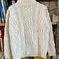 c.1990 Handknitted White Blue pullover