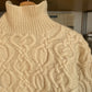 c.1990 Wool Handknitted Blanc Bleu pullover - Cream