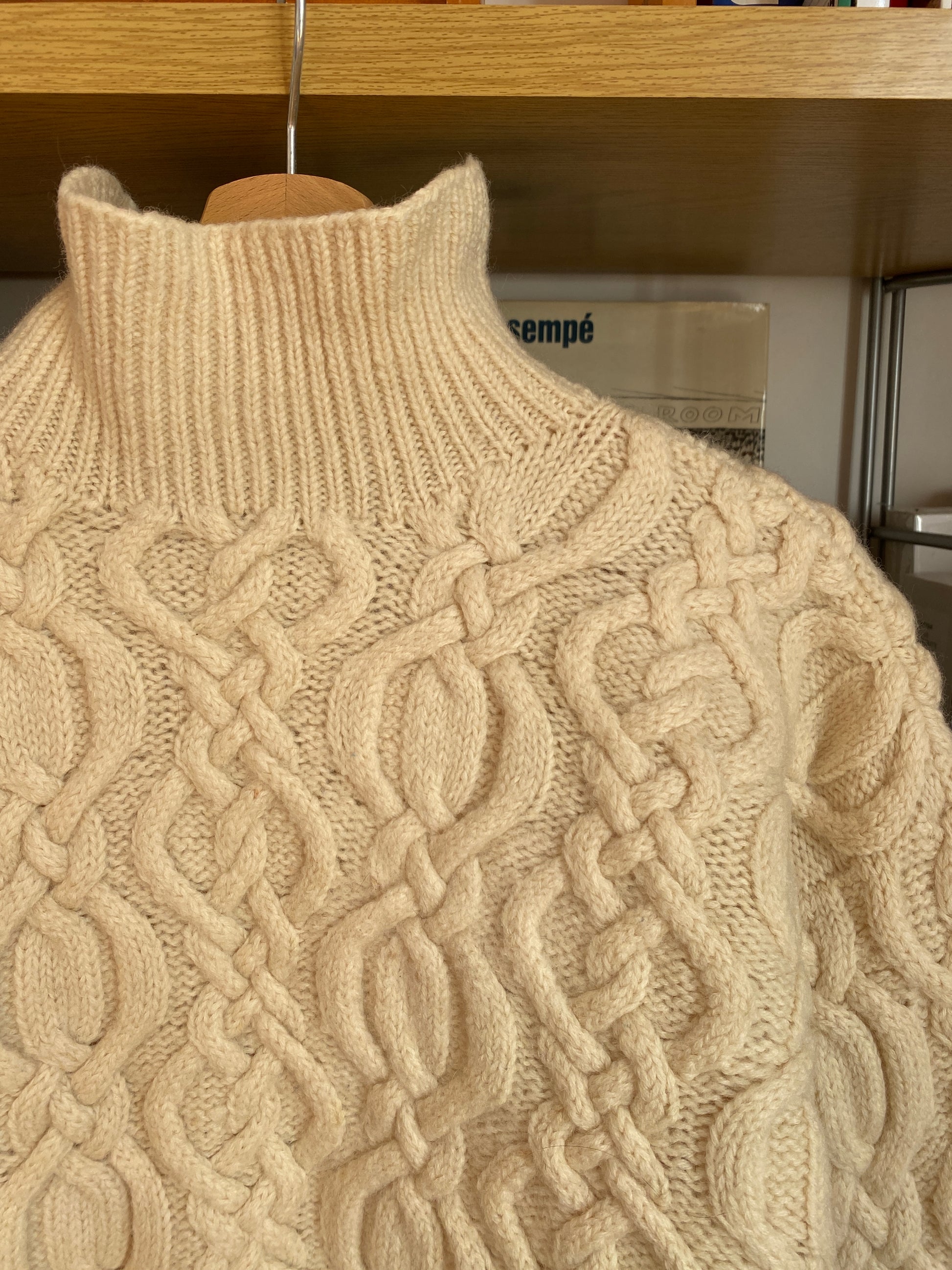 c.1990 Wool Handknitted Blanc Bleu pullover - Cream