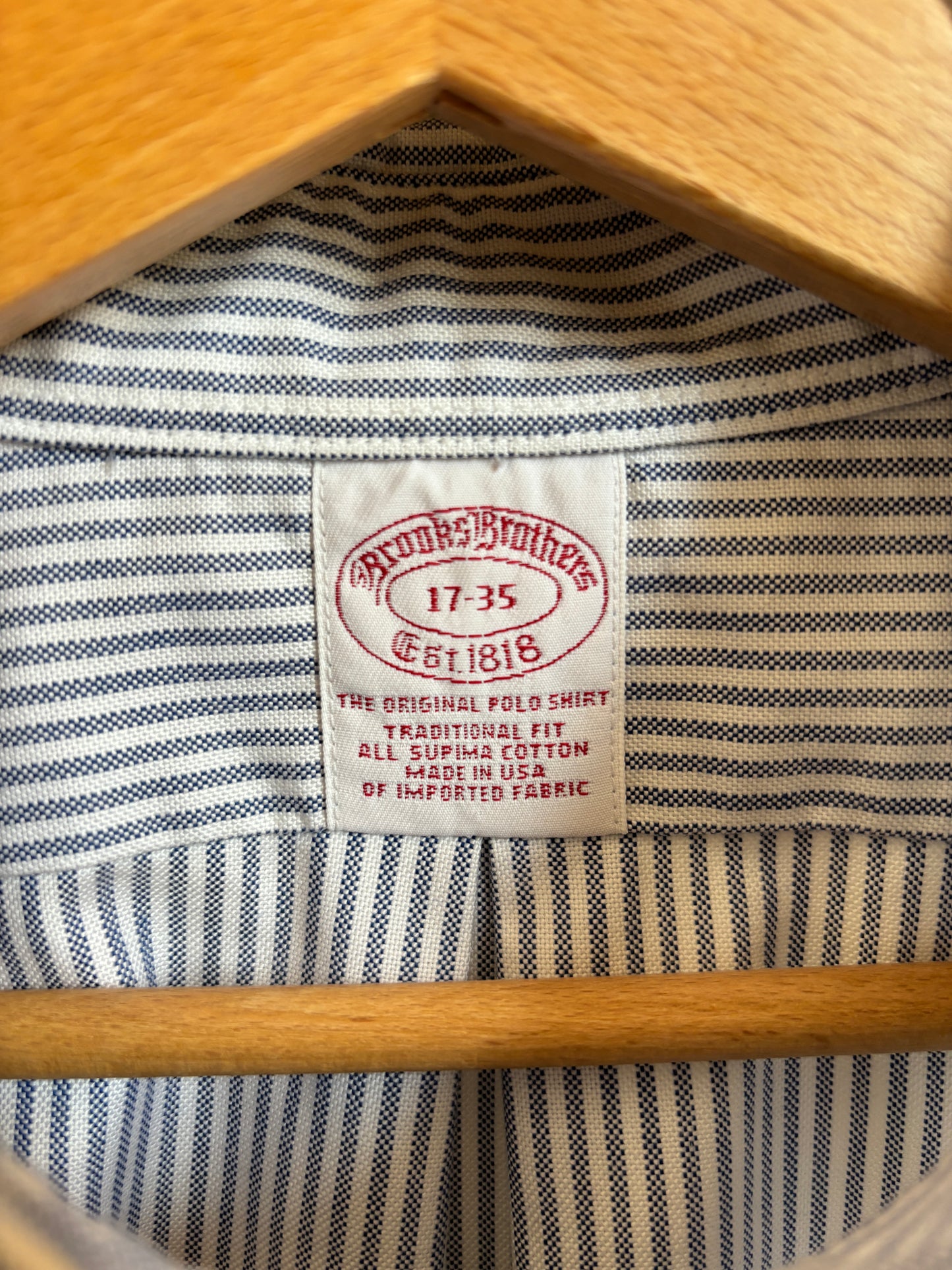 c.1990 Brooks Brothers striped Oxford 17 - 35 shirt