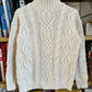 c.1990 Handknitted White Blue pullover