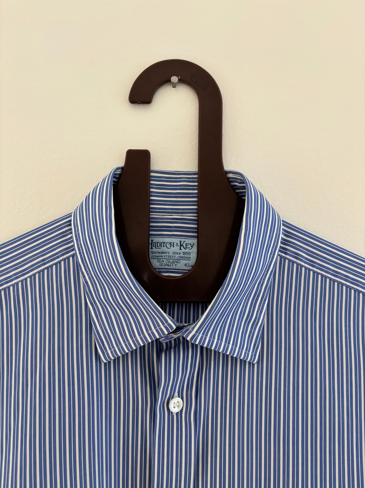 c.1990 Hilditch & Key striped Classic Shirt