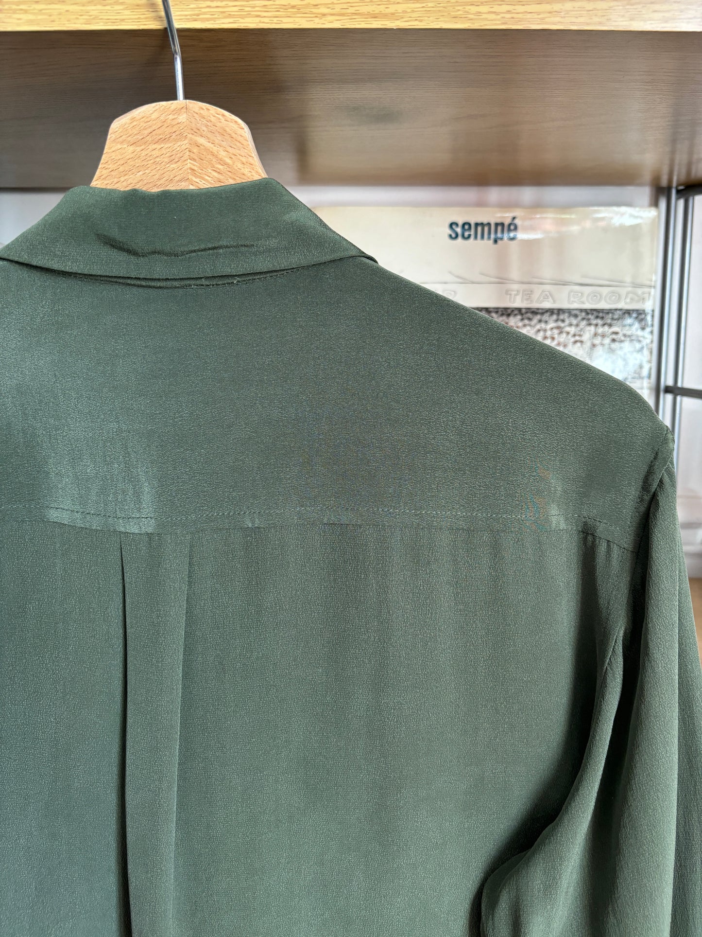 c.2000 Olive Green Equipment Silk Shirt