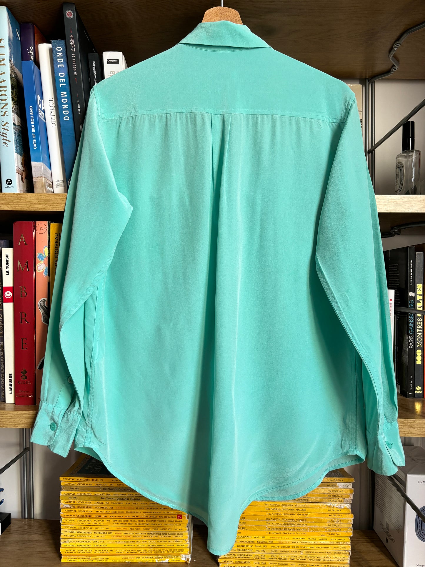 c.2000 Turquoise Equipment Silk Shirt