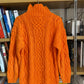 c.1990 Orange Handknitted Blanc Bleu pullover