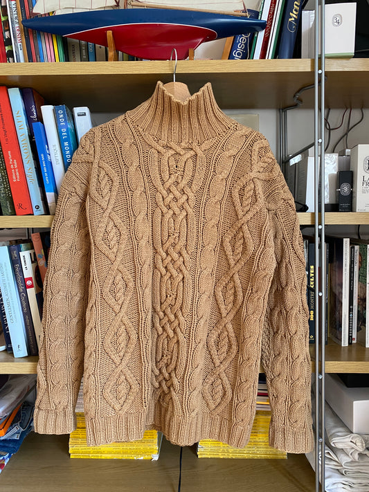 c.1990 Brown Handknitted Blanc Bleu pullover