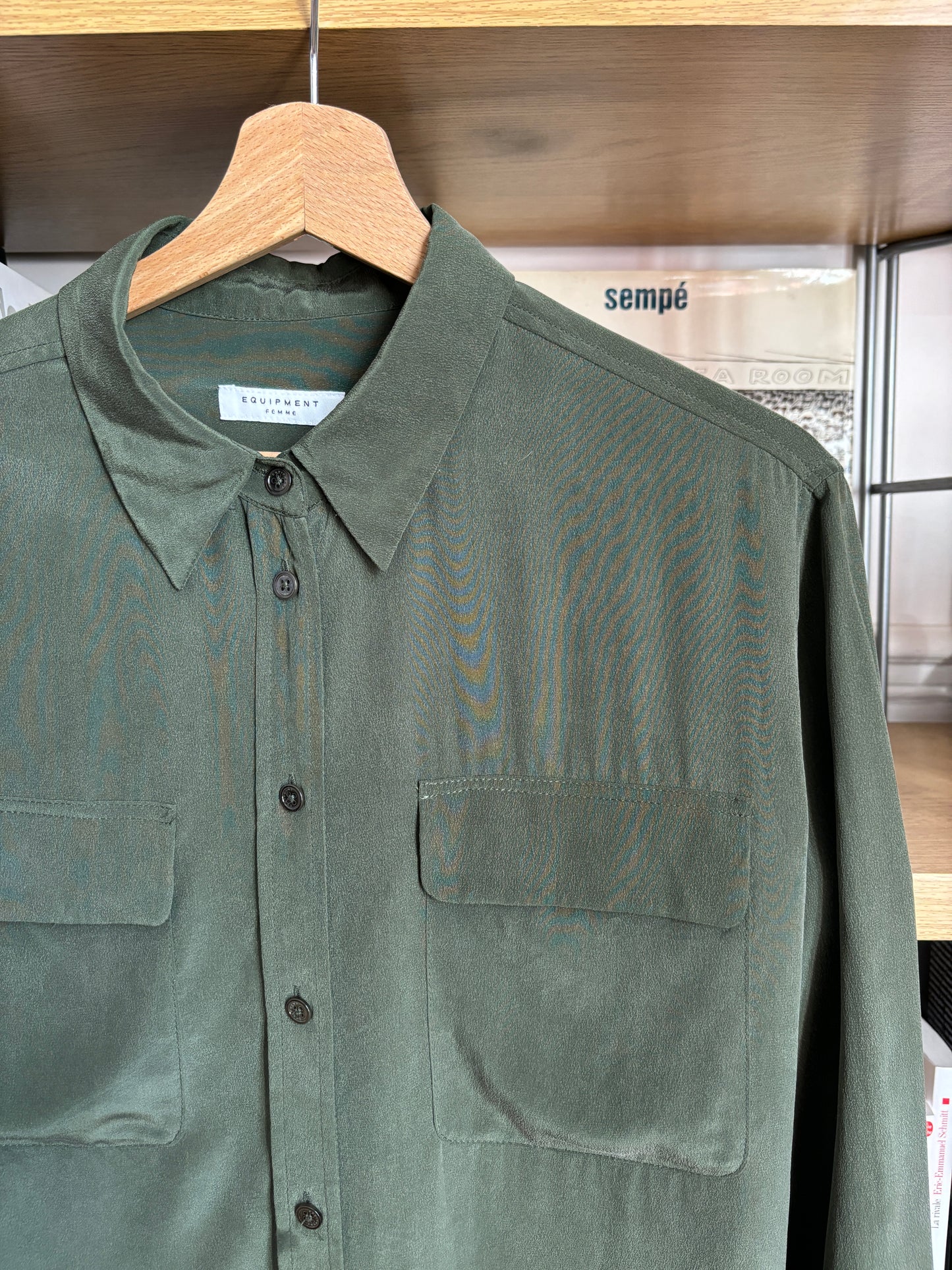 c.2000 Olive Green Equipment Silk Shirt