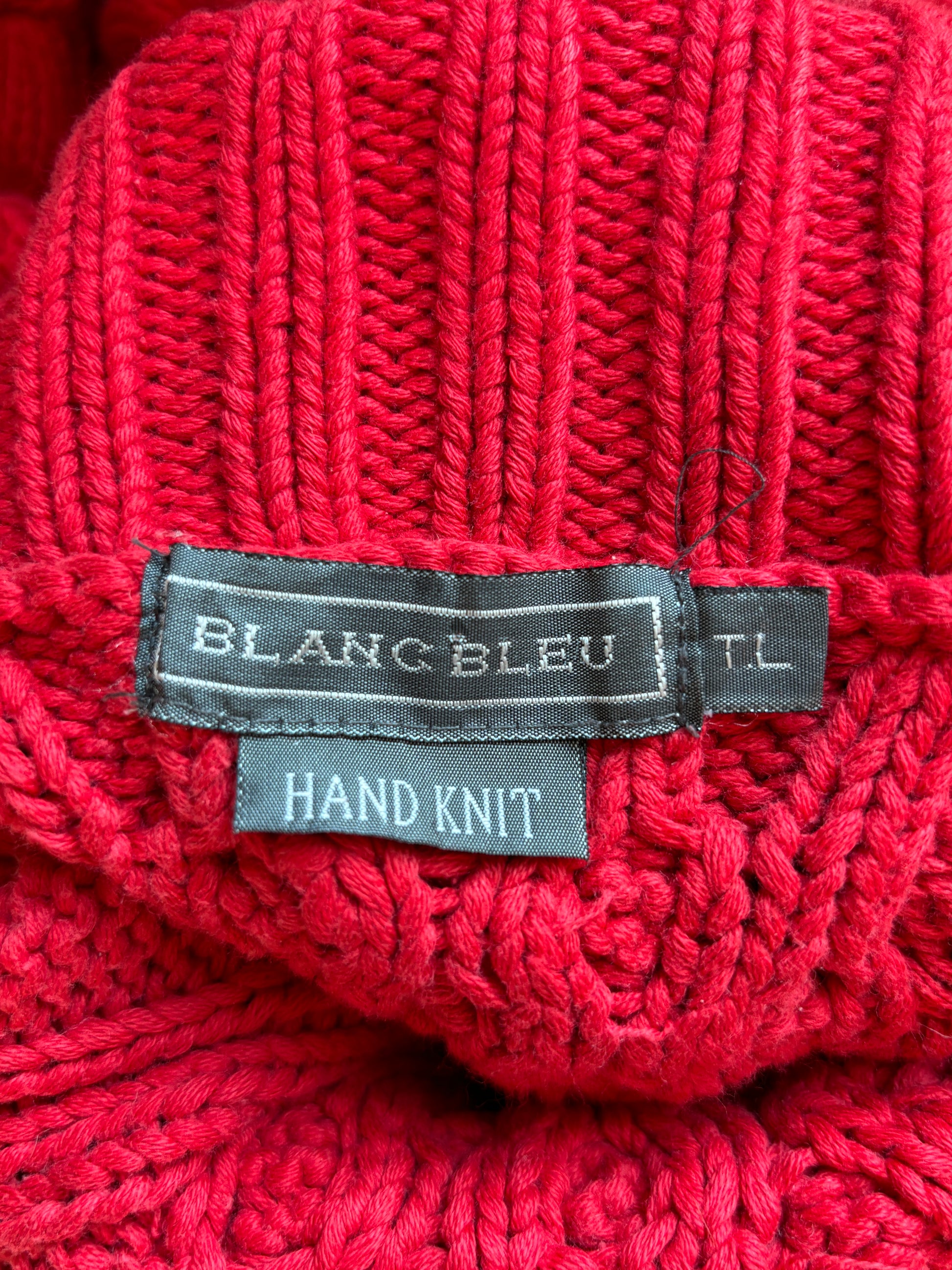 c.1990 Handknitted Blanc Bleu pullover