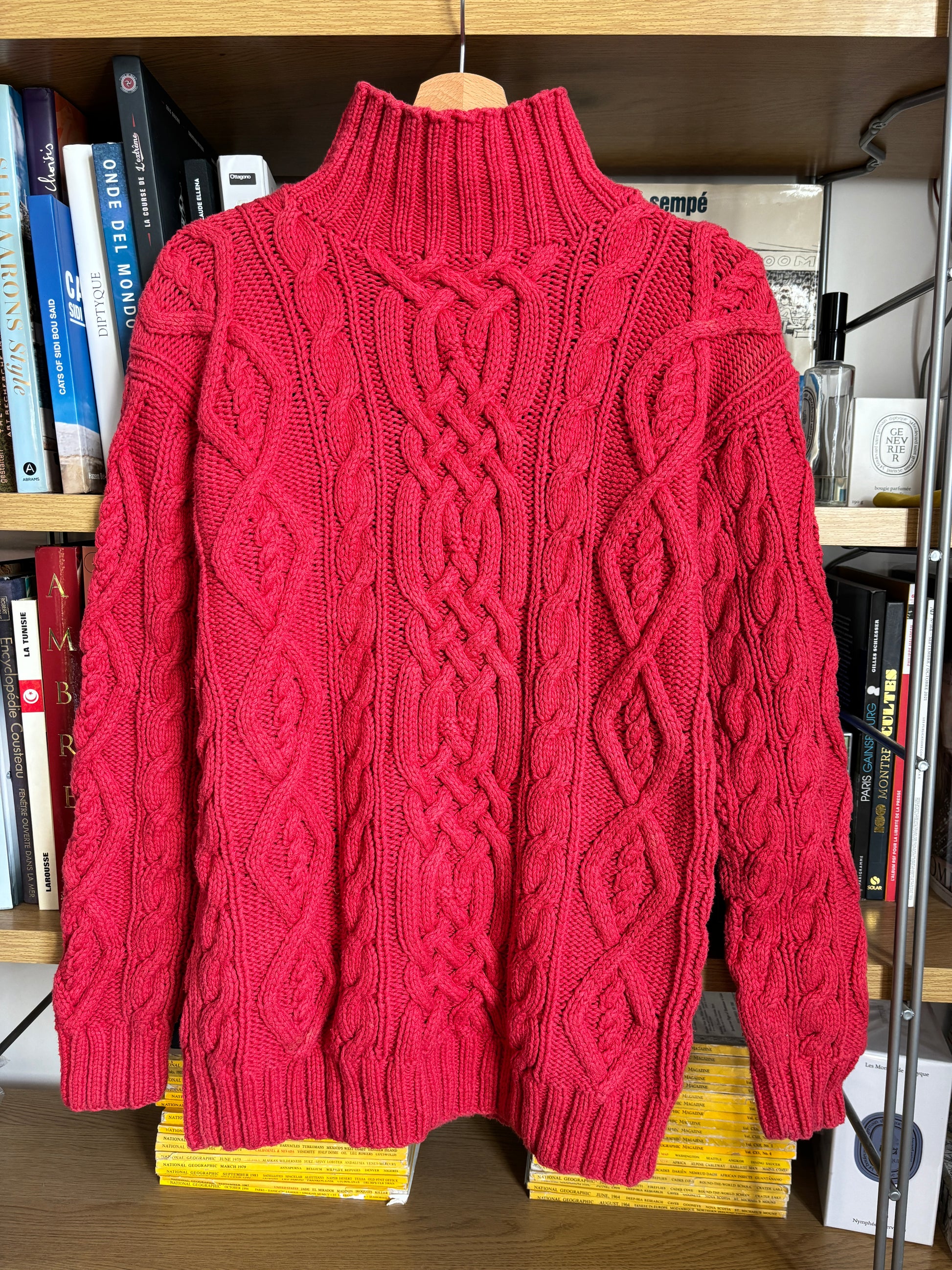 c.1990 Handknitted Blanc Bleu pullover