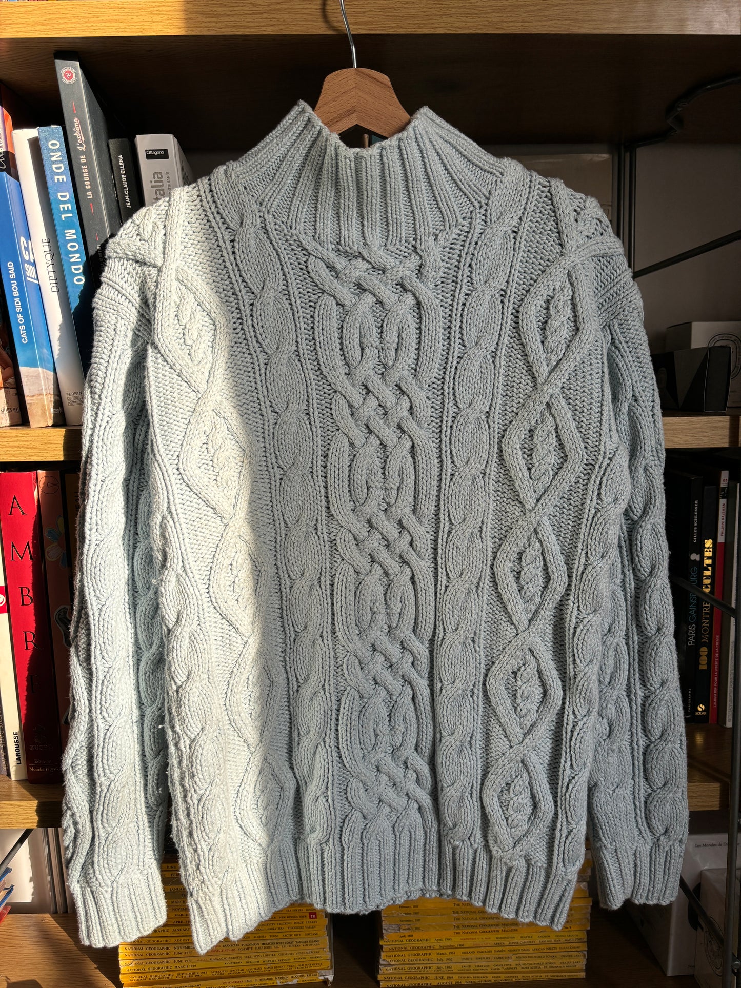 c.1990 Handknitted Blanc Bleu pullover