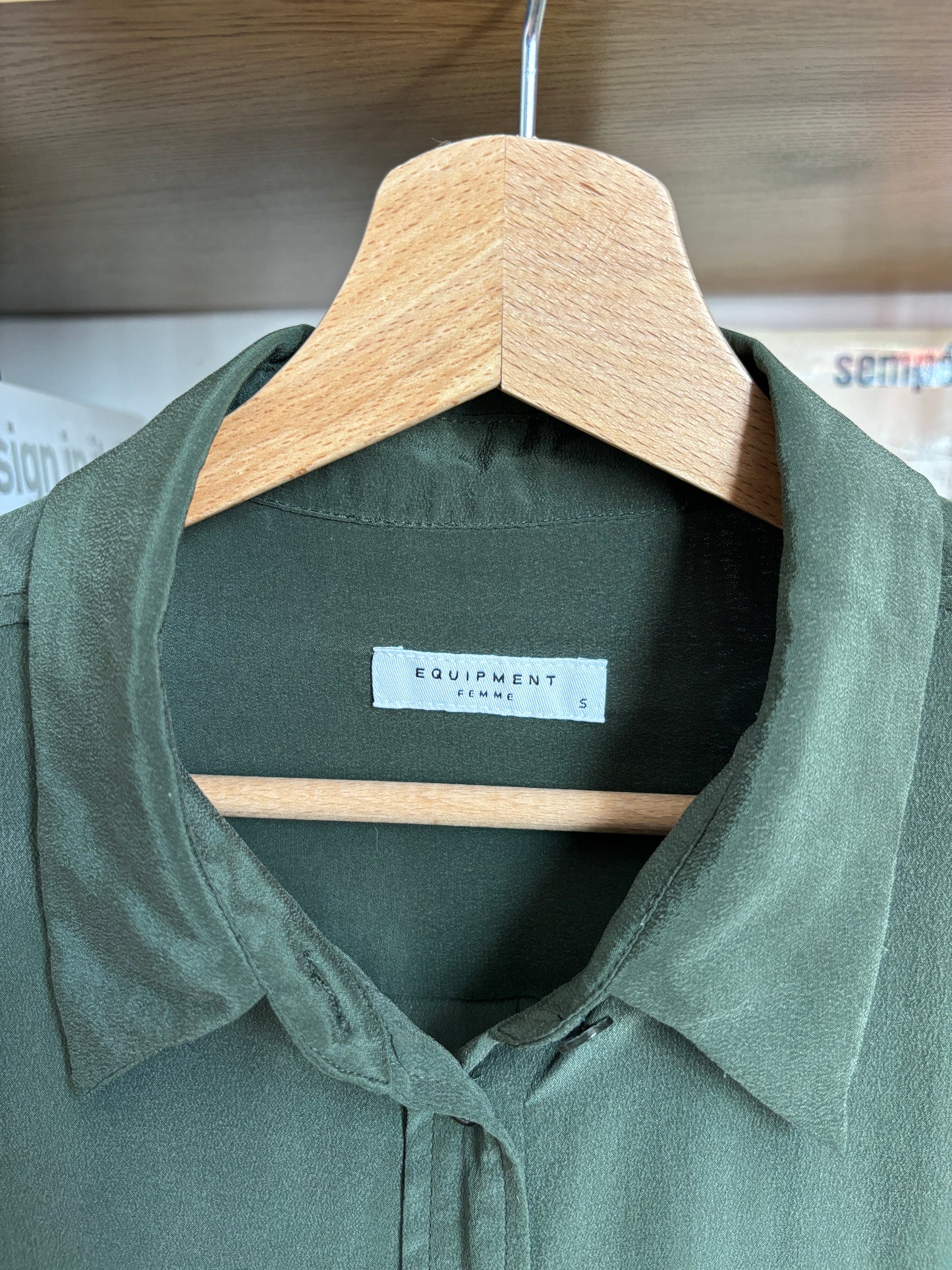 c.2000 Olive Green Equipment Silk Shirt