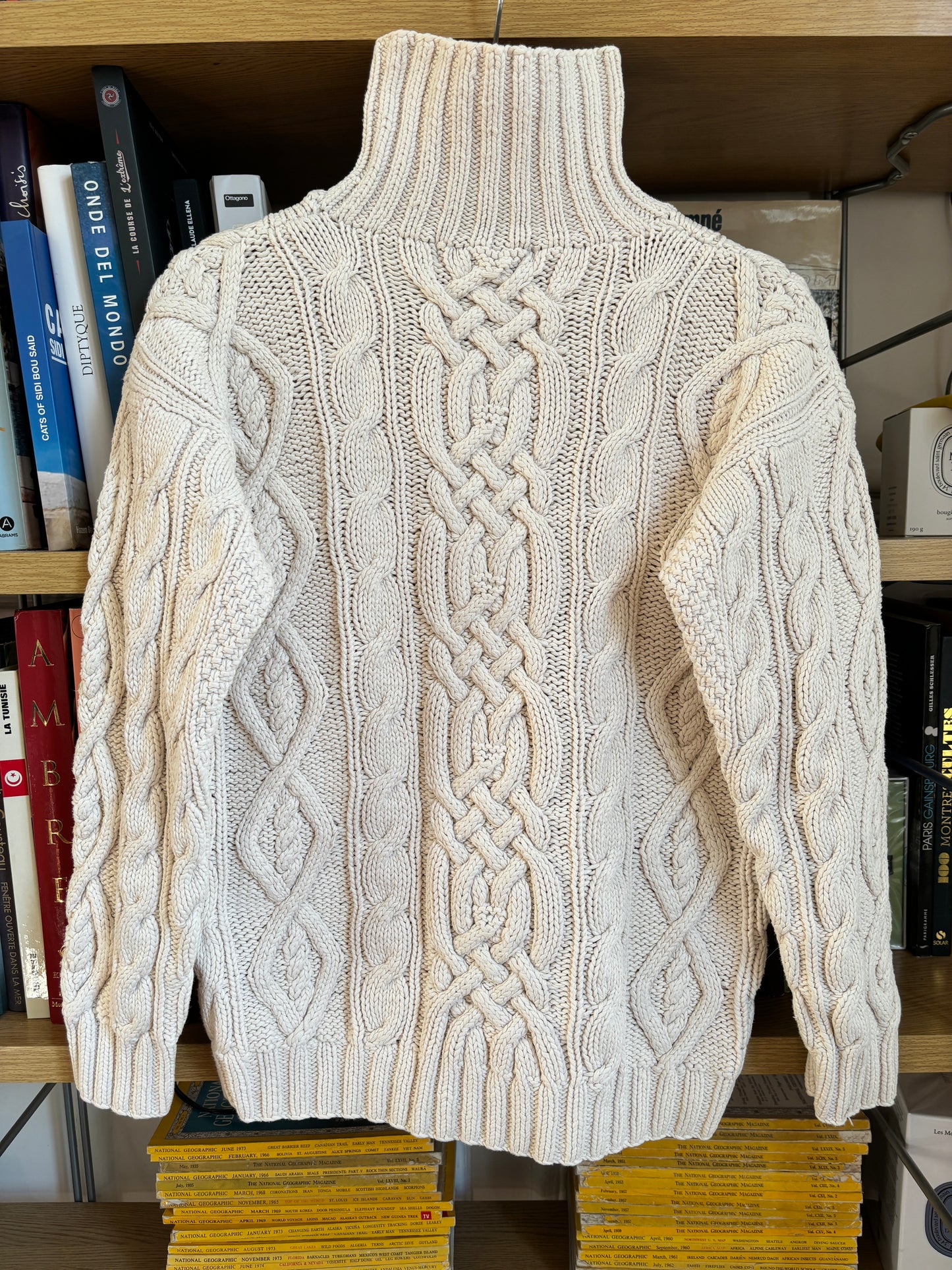 c.1990 Handknitted Blanc Bleu pullover