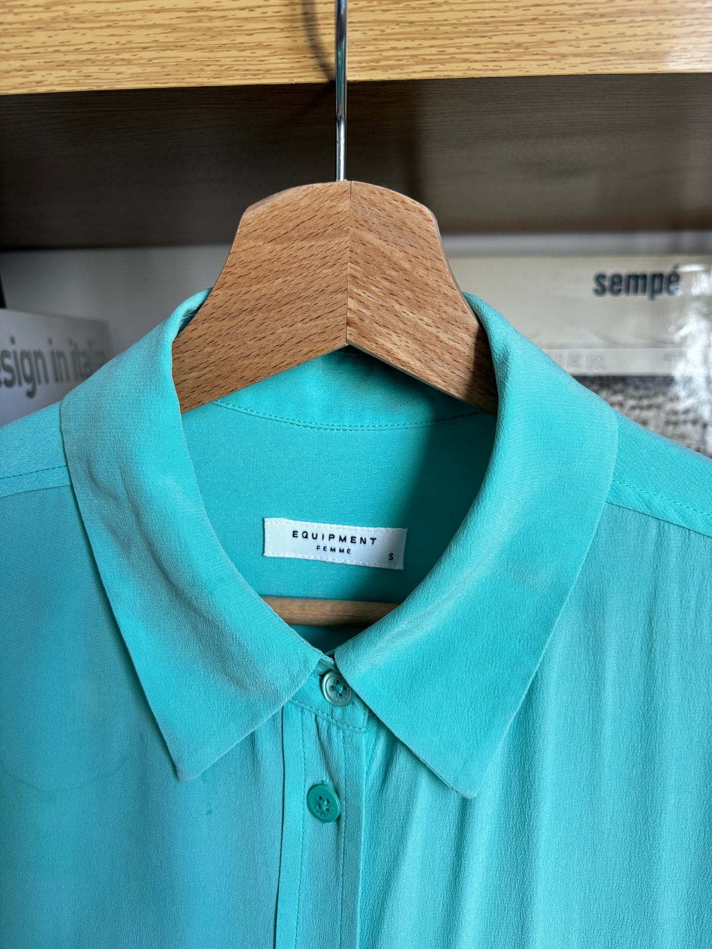 c.2000 Turquoise Equipment Silk Shirt