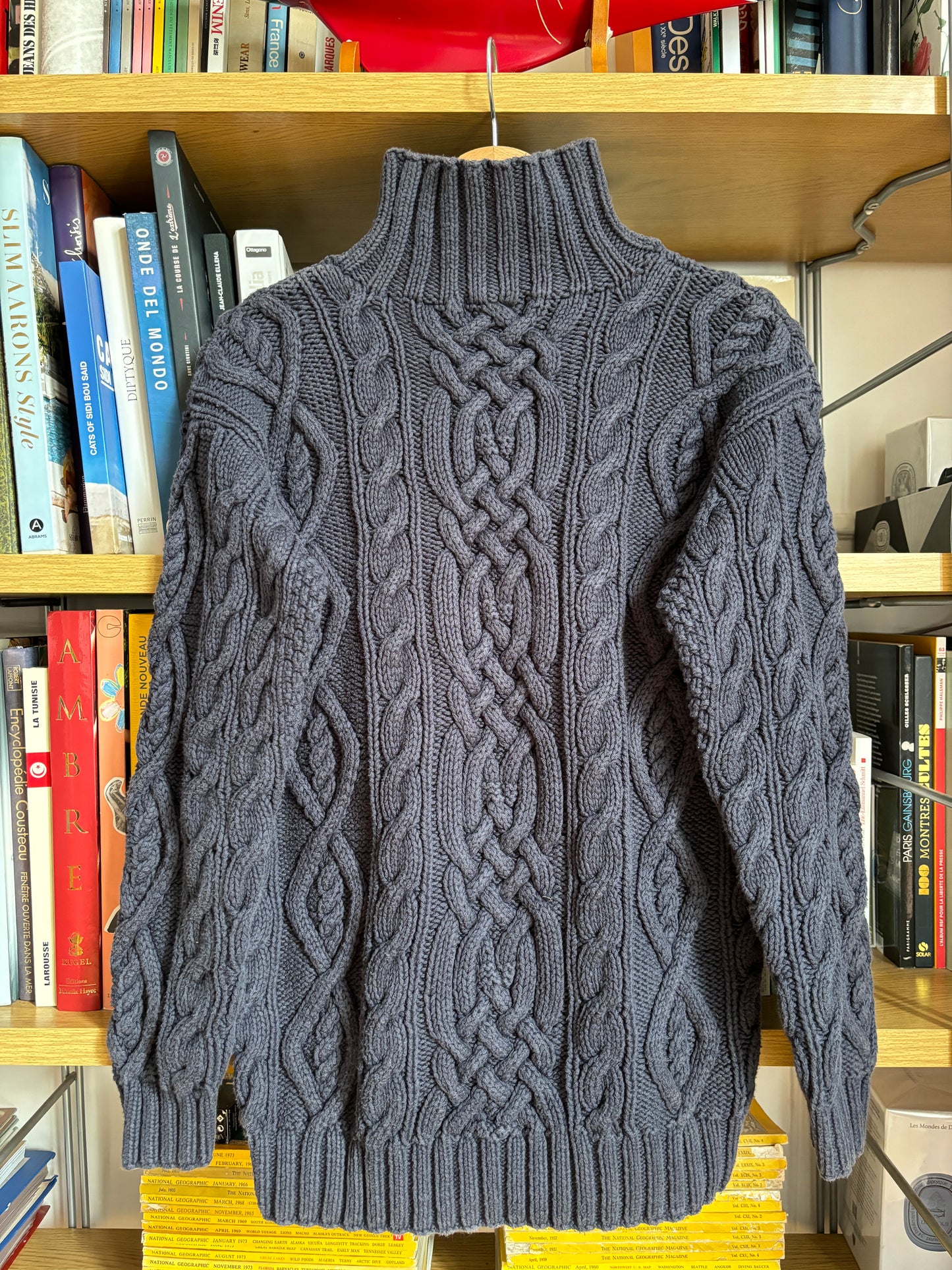 c.1990 Handknitted Blanc Bleu pullover