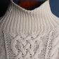 c.1980 Hand Knitted Blanc Bleu Pullover