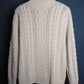 c.1980 Hand Knitted Blanc Bleu Pullover