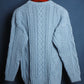 c.1980 Hand Knitted Blanc Bleu Pullover