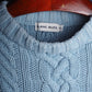 c.1980 Hand Knitted Blanc Bleu Pullover