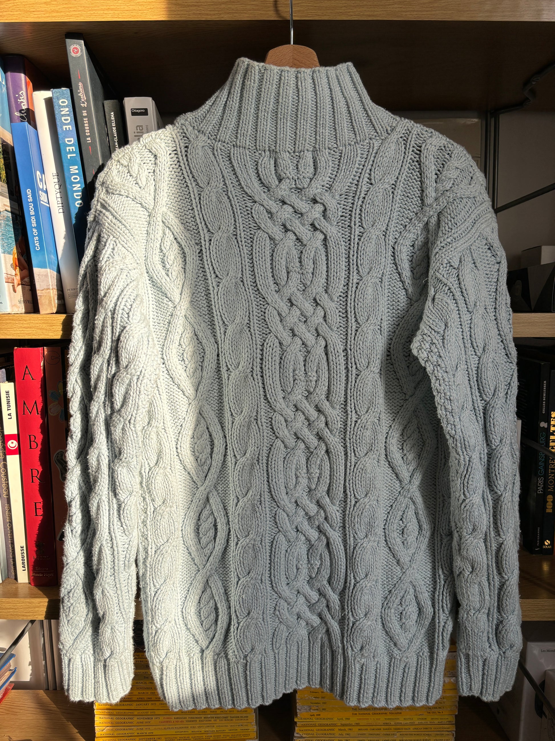 c.1990 Handknitted Blanc Bleu pullover