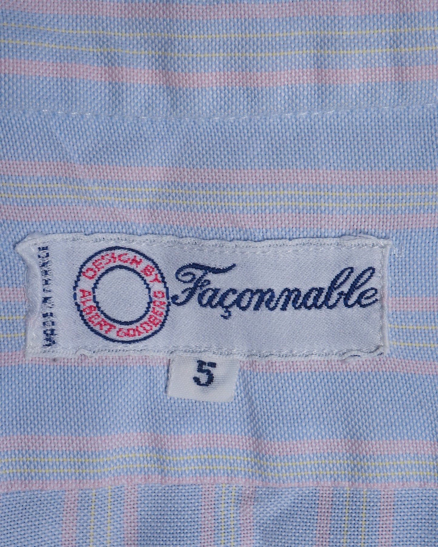 c.1990 Façonnable Light Blue & Pink Striped Blouse