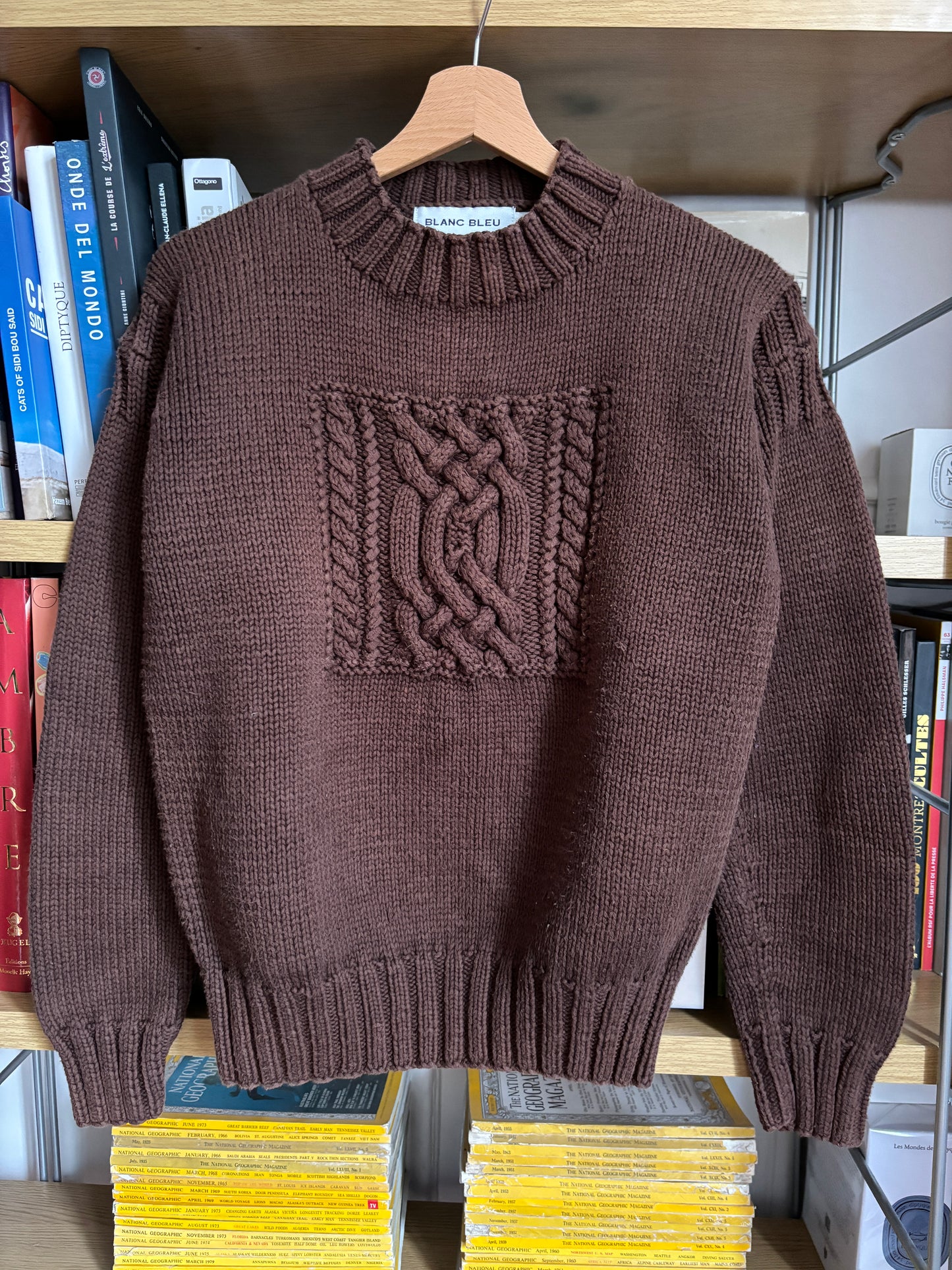 c.1990 Handknitted Blanc Bleu pullover