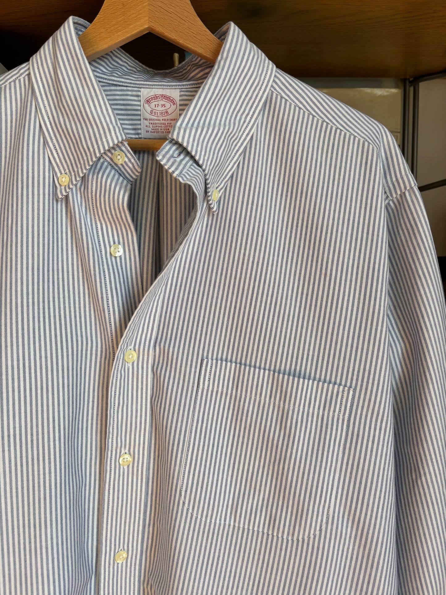 c.1990 Brooks Brothers striped Oxford 17 - 35 shirt