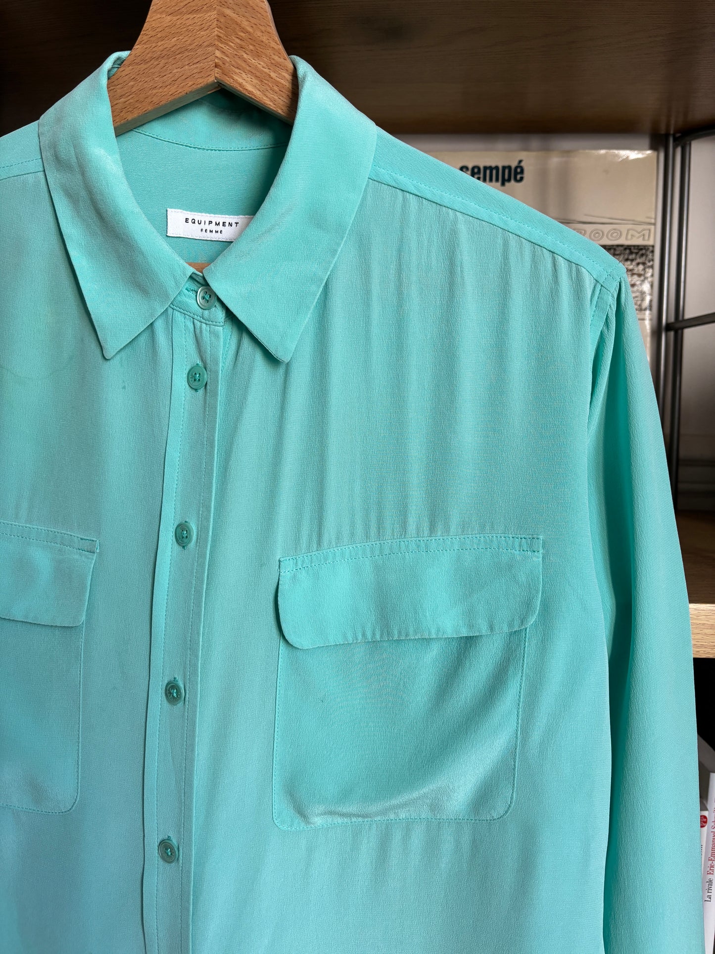 c.2000 Turquoise Equipment Silk Shirt