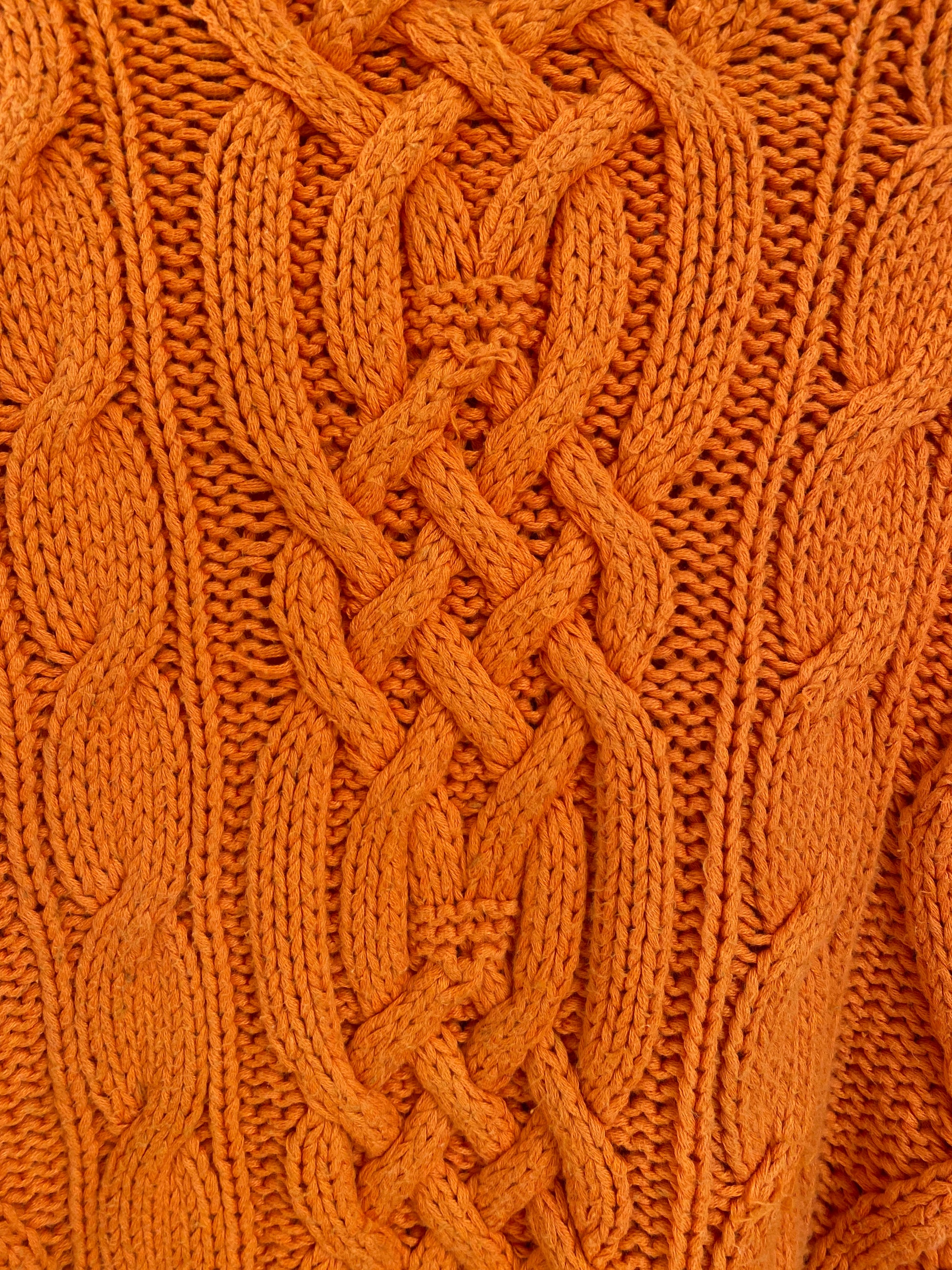 c.1990 Orange Handknitted Blanc Bleu pullover