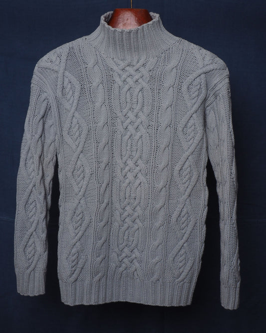 c.1990 Hand Knitted Blanc Bleu Pullover - Size M