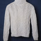 c.1990 Hand Knitted Blanc Bleu Pullover - Size S