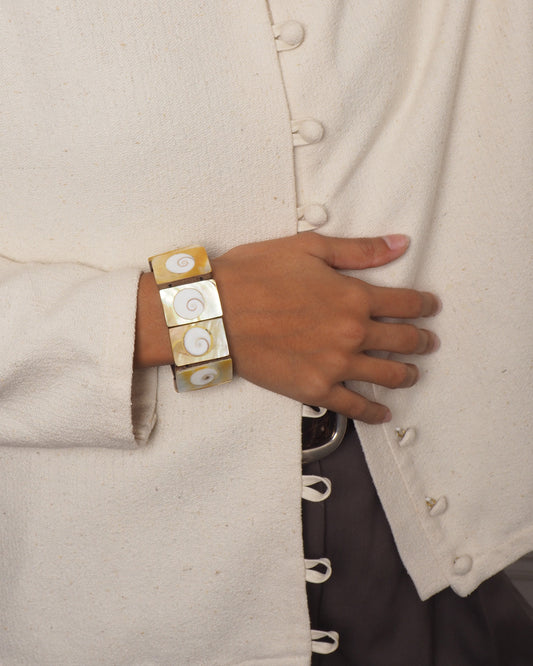 c.1980 Mother-of-pearl and Wood Bracelet