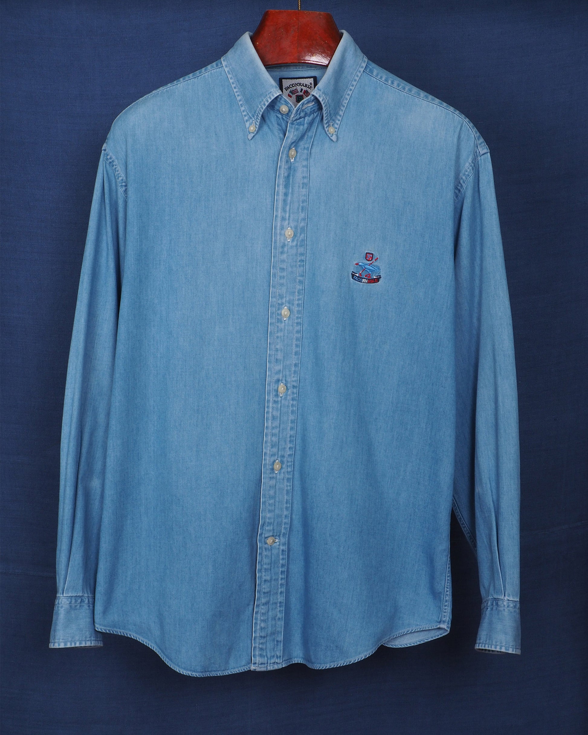 c.1990 Façonnable Chambray Shirt by Albert Goldberg- Size M