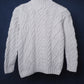 c.1990 Hand Knitted Blanc Bleu Pullover - Size S