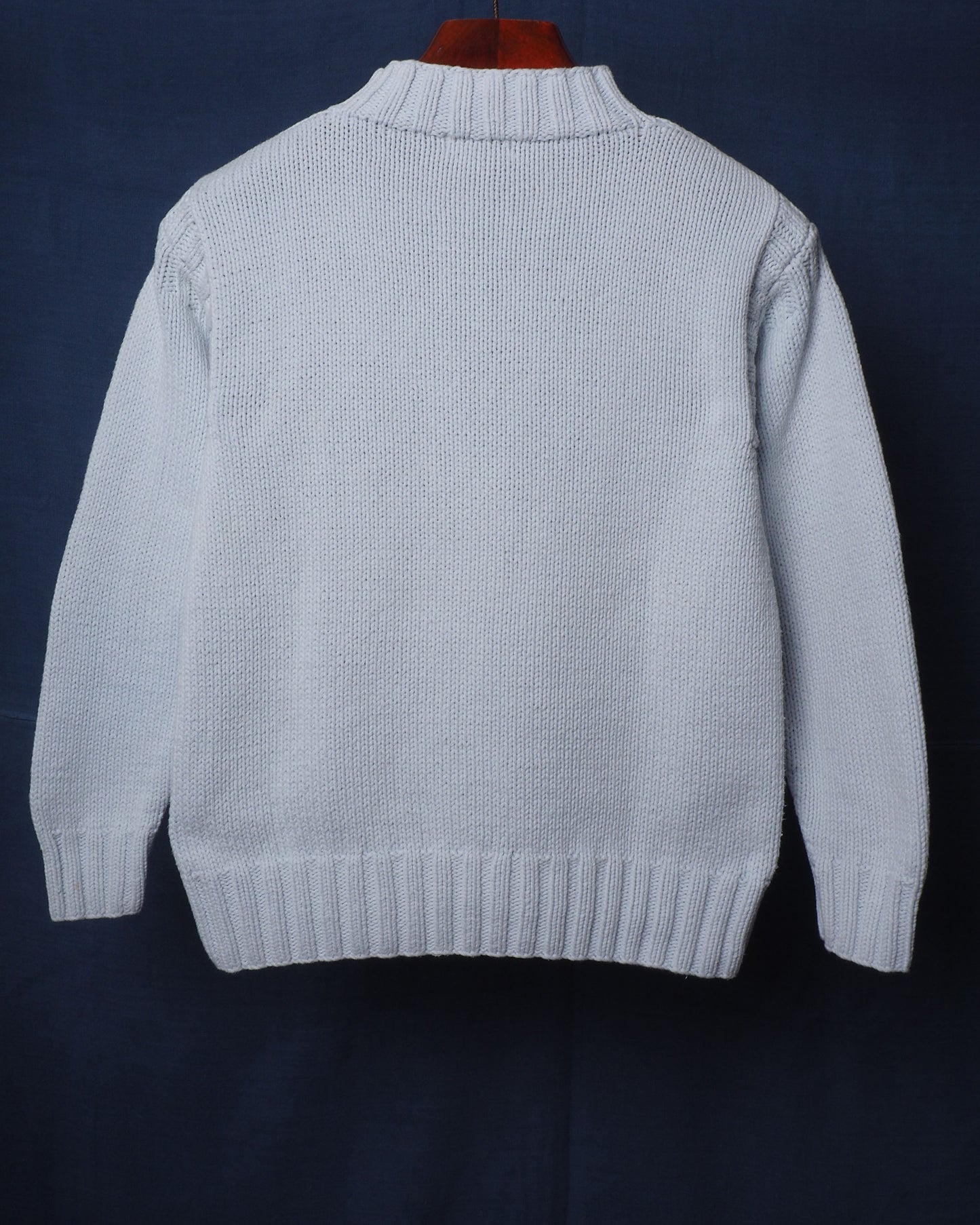 c.1990 Hand Knitted Blanc Bleu Pullover - Size S