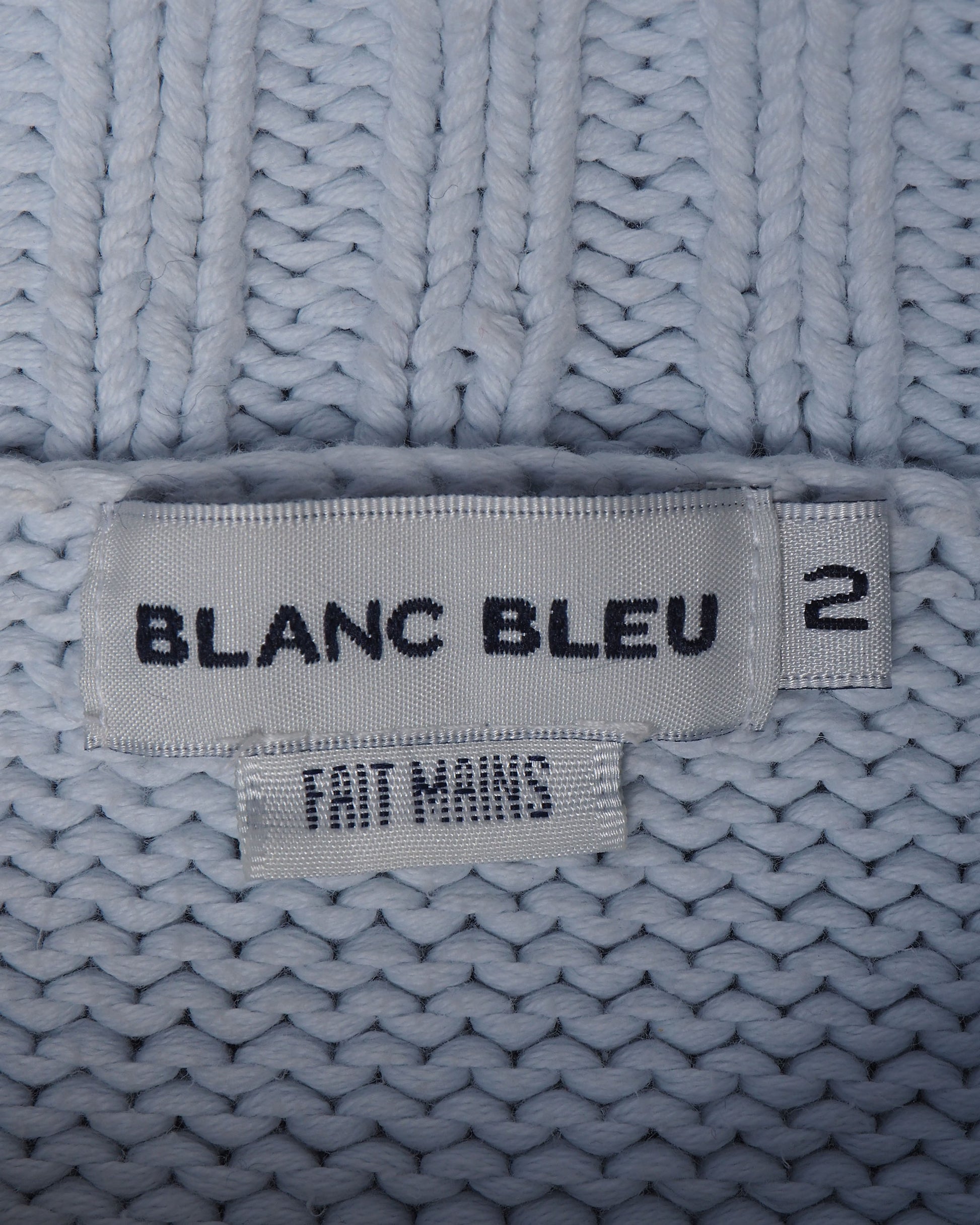 c.1990 Hand Knitted Blanc Bleu Pullover - Size S