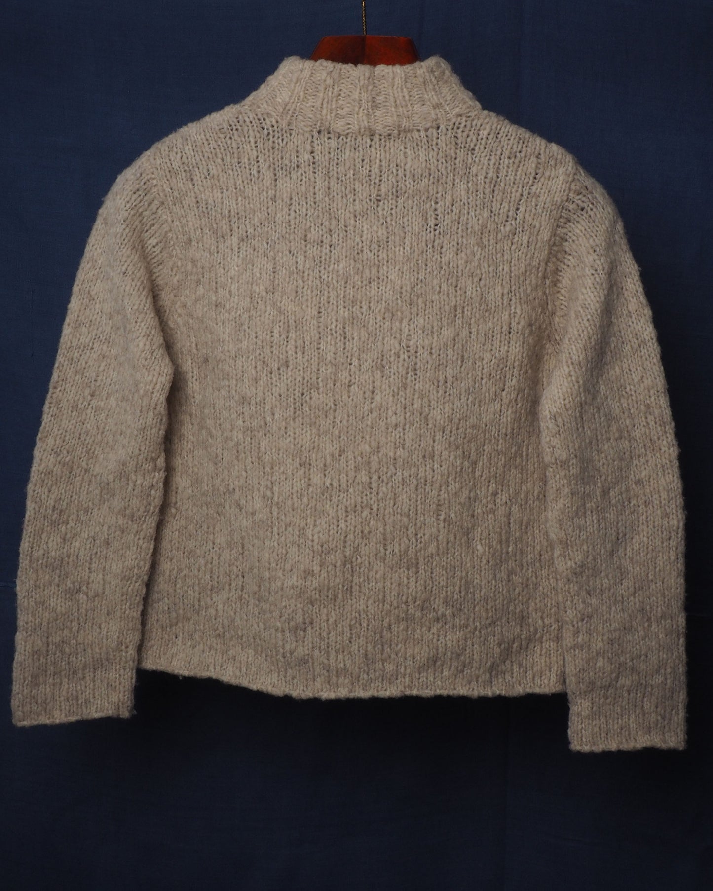 c.1990 Hand Knitted Wool Blanc Bleu Pullover - Size XS