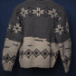 c.1990 Hand Knitted Wool Blanc Bleu Pullover - Size M