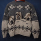 c.1990 Hand Knitted Wool Blanc Bleu Pullover - Size M