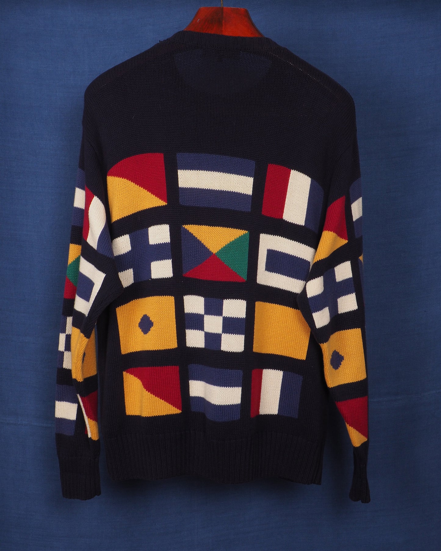 c.1990 Façonnable "Flags" Cotton Pullover by Albert Goldberg - Size M