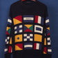 c.1990 Façonnable "Flags" Cotton Pullover by Albert Goldberg - Size M