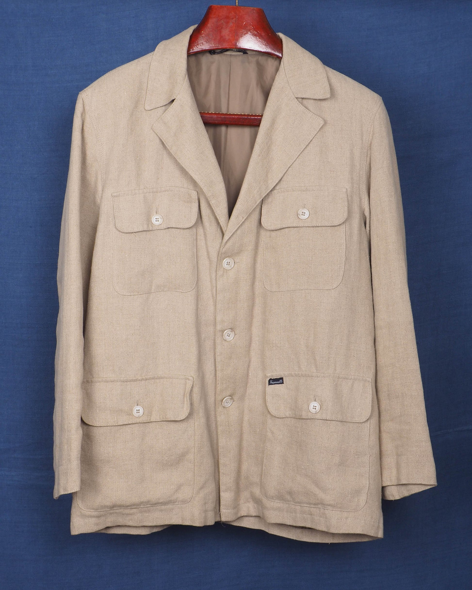 c.1990 Façonnable Linen Safari jacket by Albert Goldberg - Size M