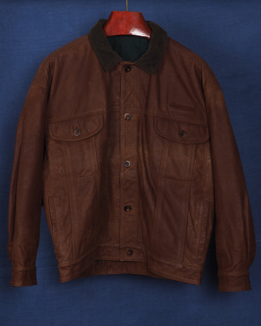 c.1980 Façonnable Leather Jacket by Albert Goldberg - Size M