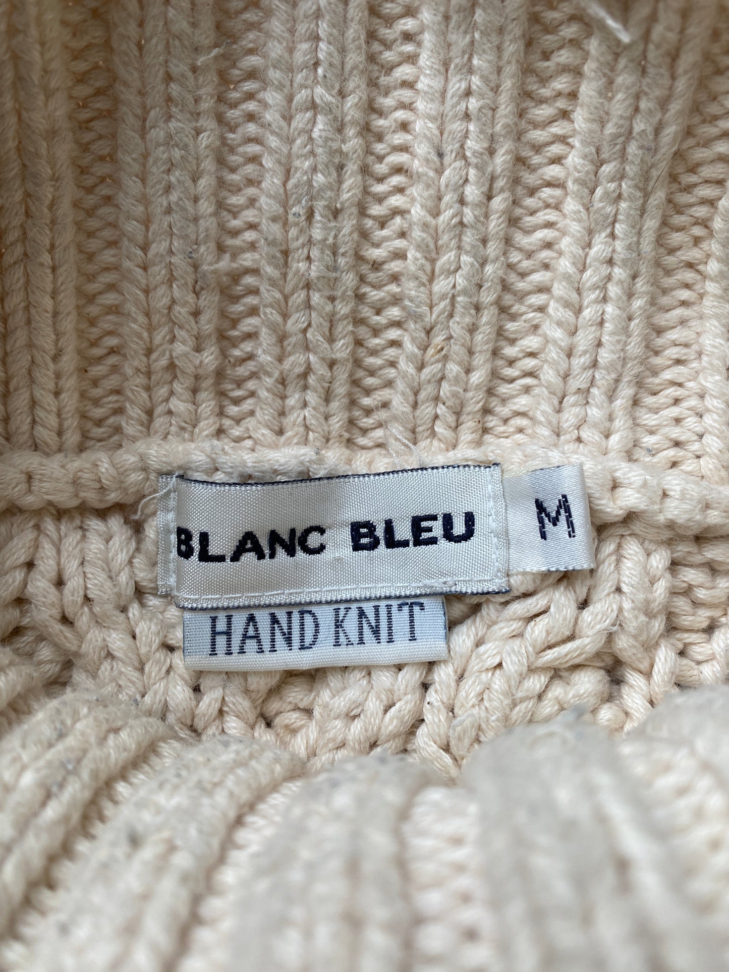 c.1990 Handknitted Blanc Bleu pullover