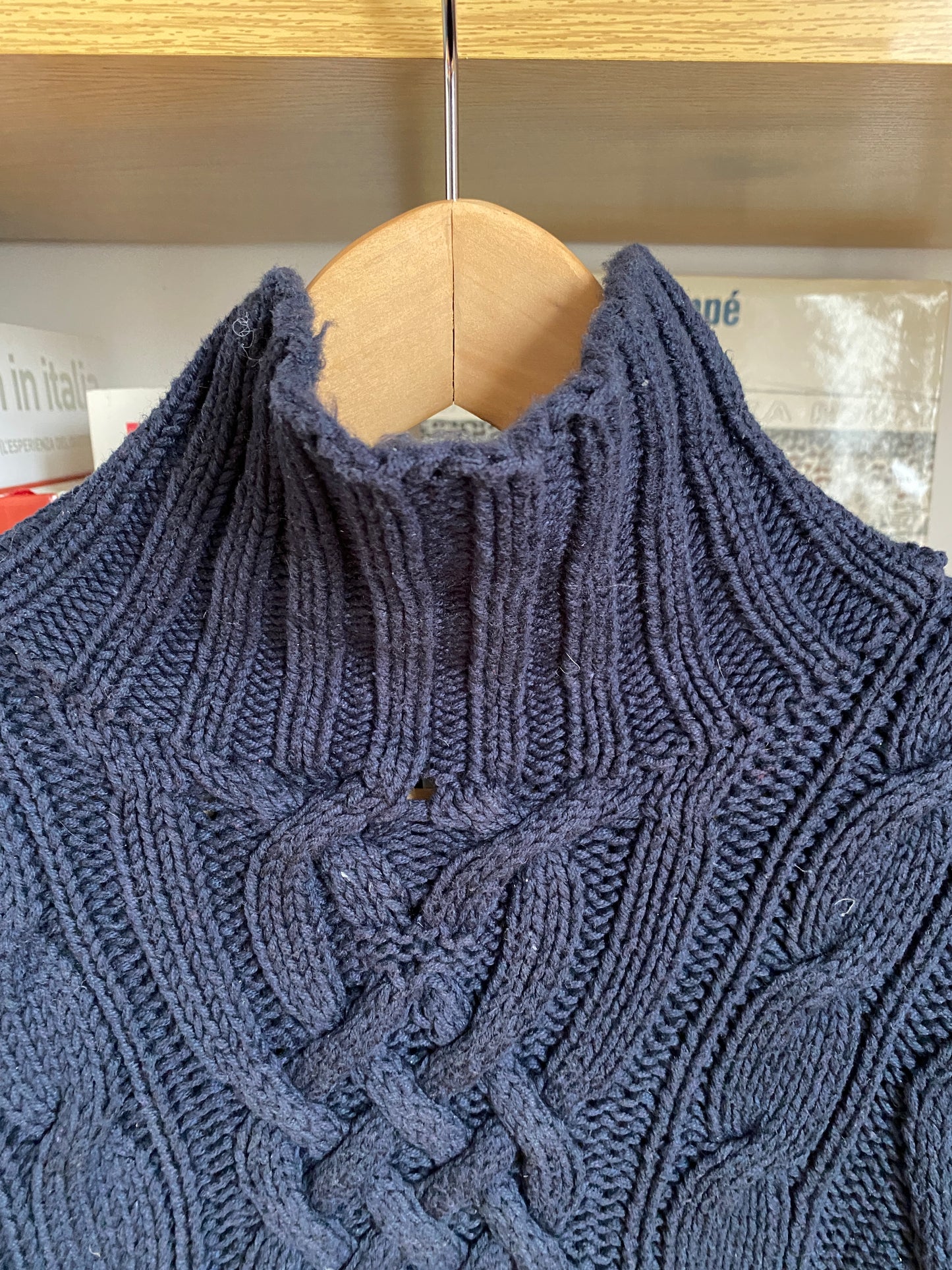 c.1990 Handknitted Blanc Bleu pullover