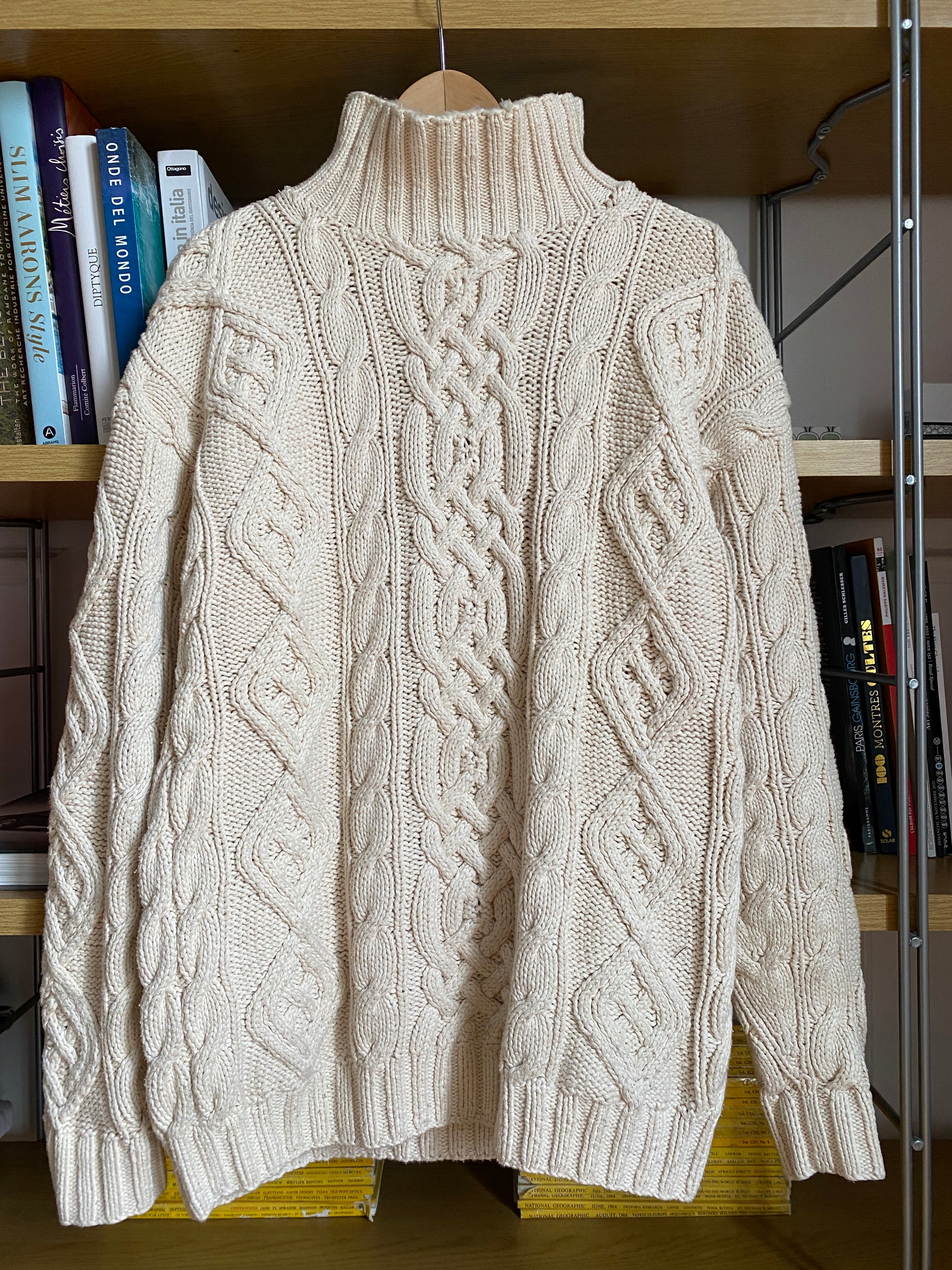 c.1990 Handknitted Blanc Bleu pullover