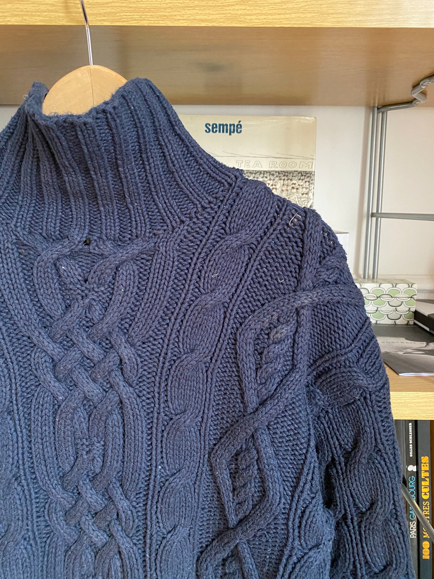 c.1990 Handknitted Blanc Bleu pullover