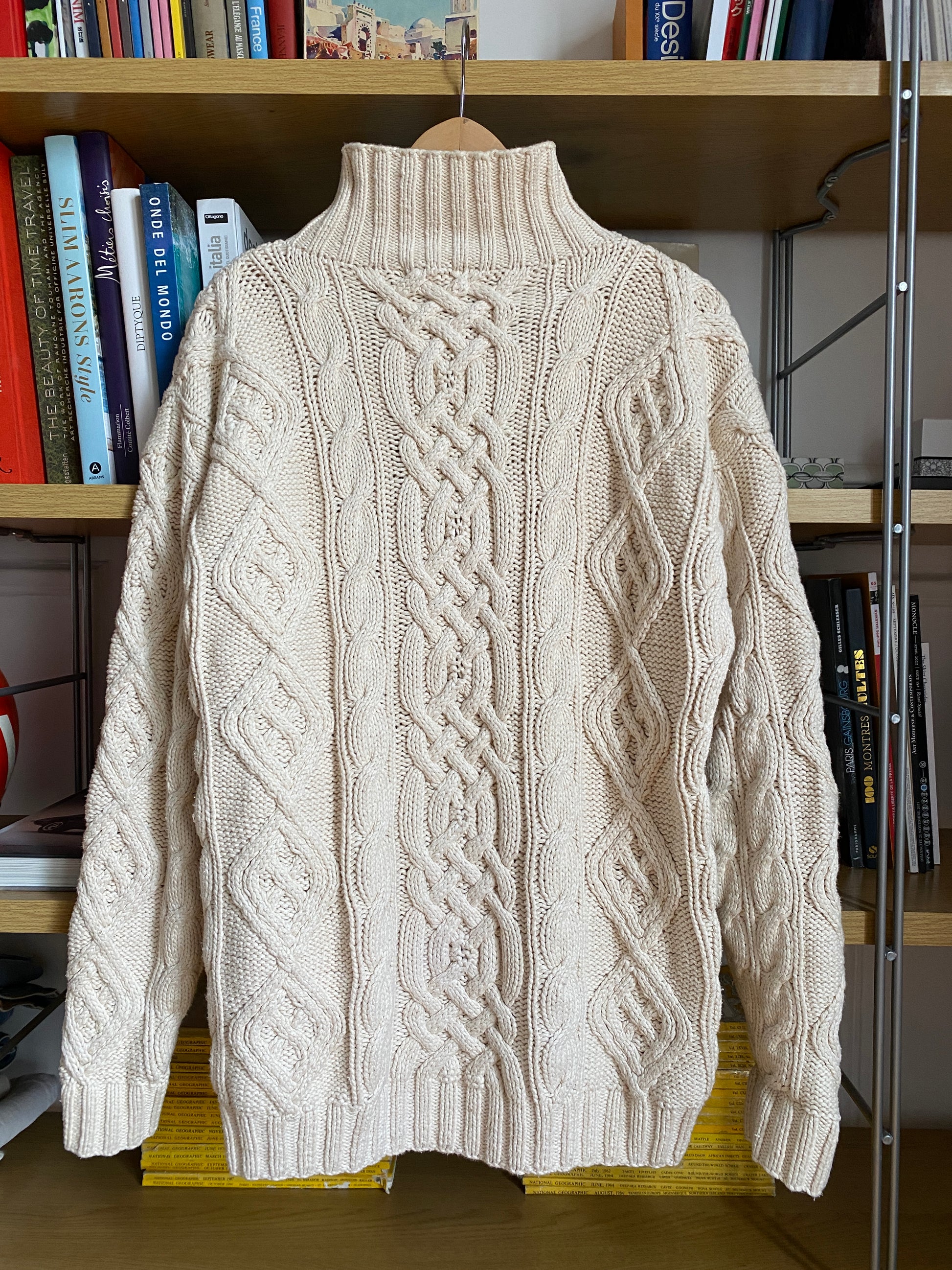 c.1990 Handknitted Blanc Bleu pullover