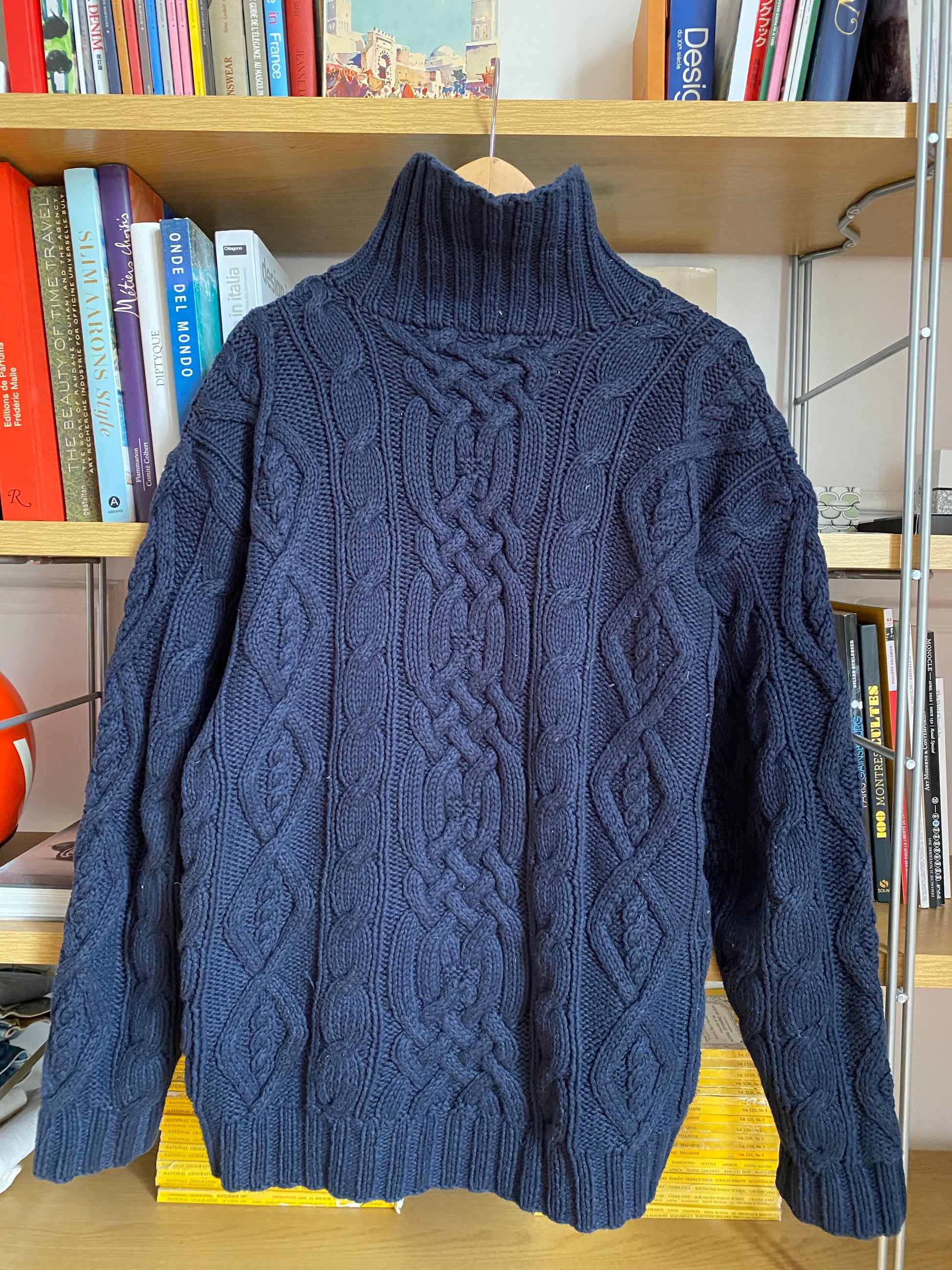 c.1990 Handknitted Blanc Bleu pullover