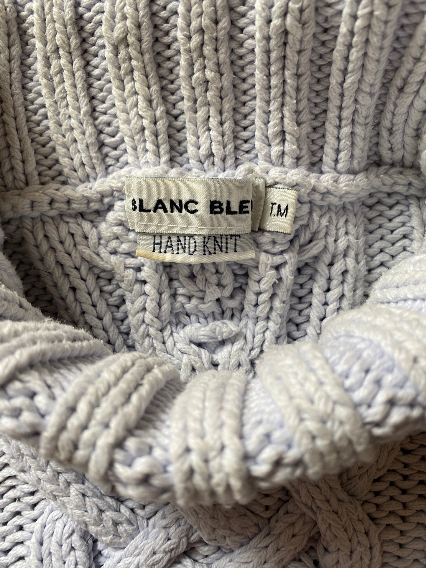 c.1990 Handknitted Blanc Bleu pullover